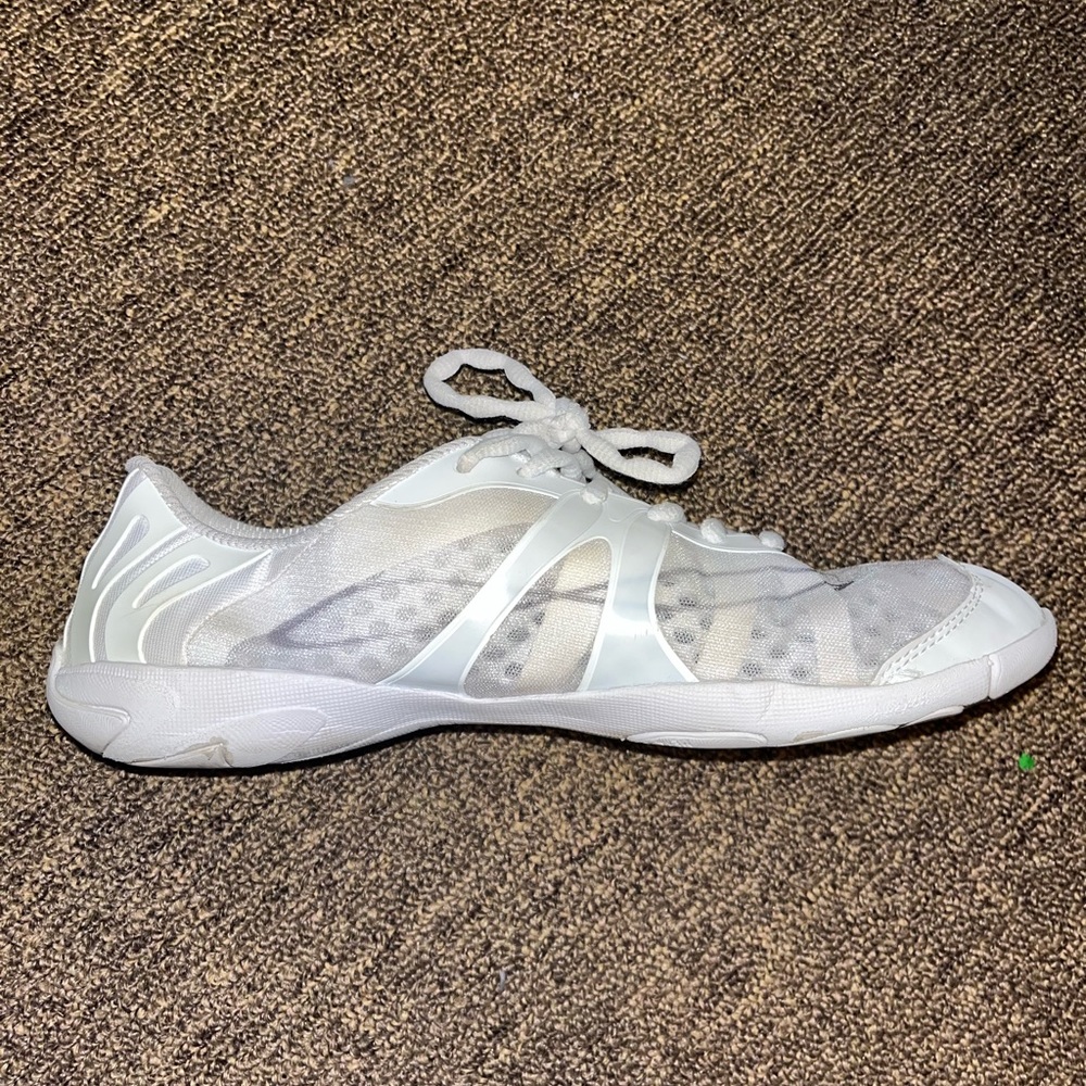 All white NFINITY indoor cheerleading sneakers